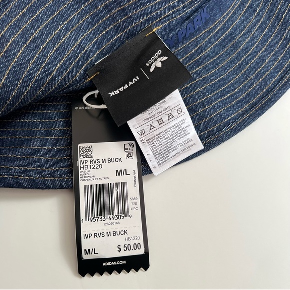 000 - ADIDAS IVY PARK REVERSIBLE MONOGRAM DENIM BUCKET CAP NWT NEW HAT - Picture 5 of 8